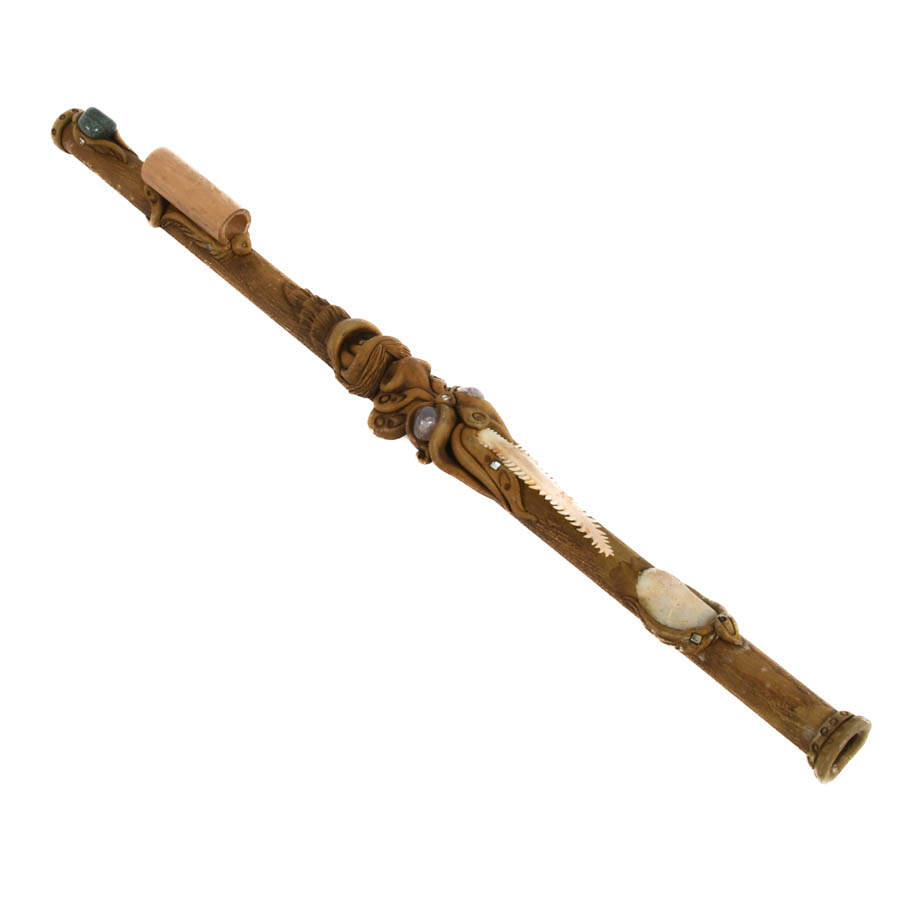 Figural Wood, Inlaid Stone, and Fin Rain Stick-5