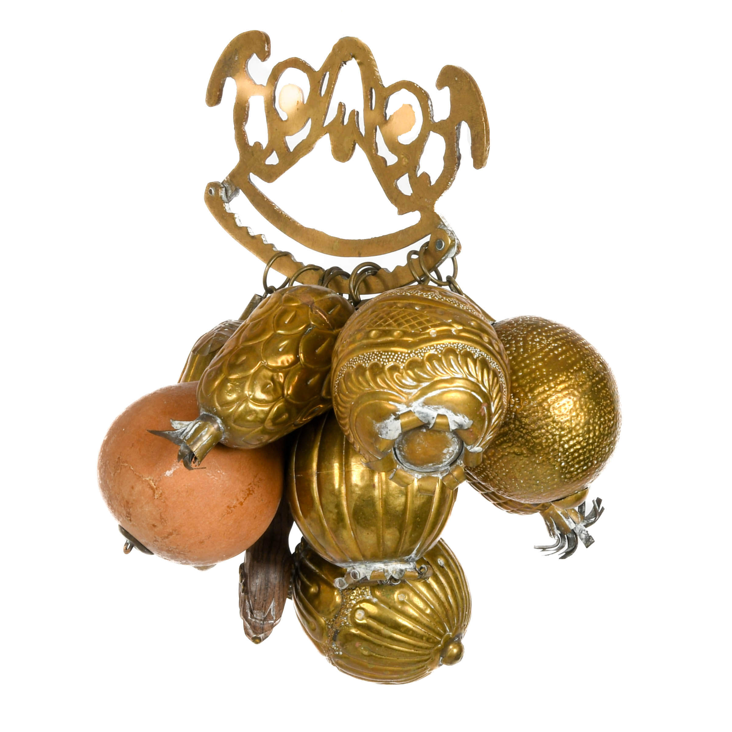 Mid-Century Modern Metal "Rattles to Scare Away Spirts" Hanging Sculpture-7