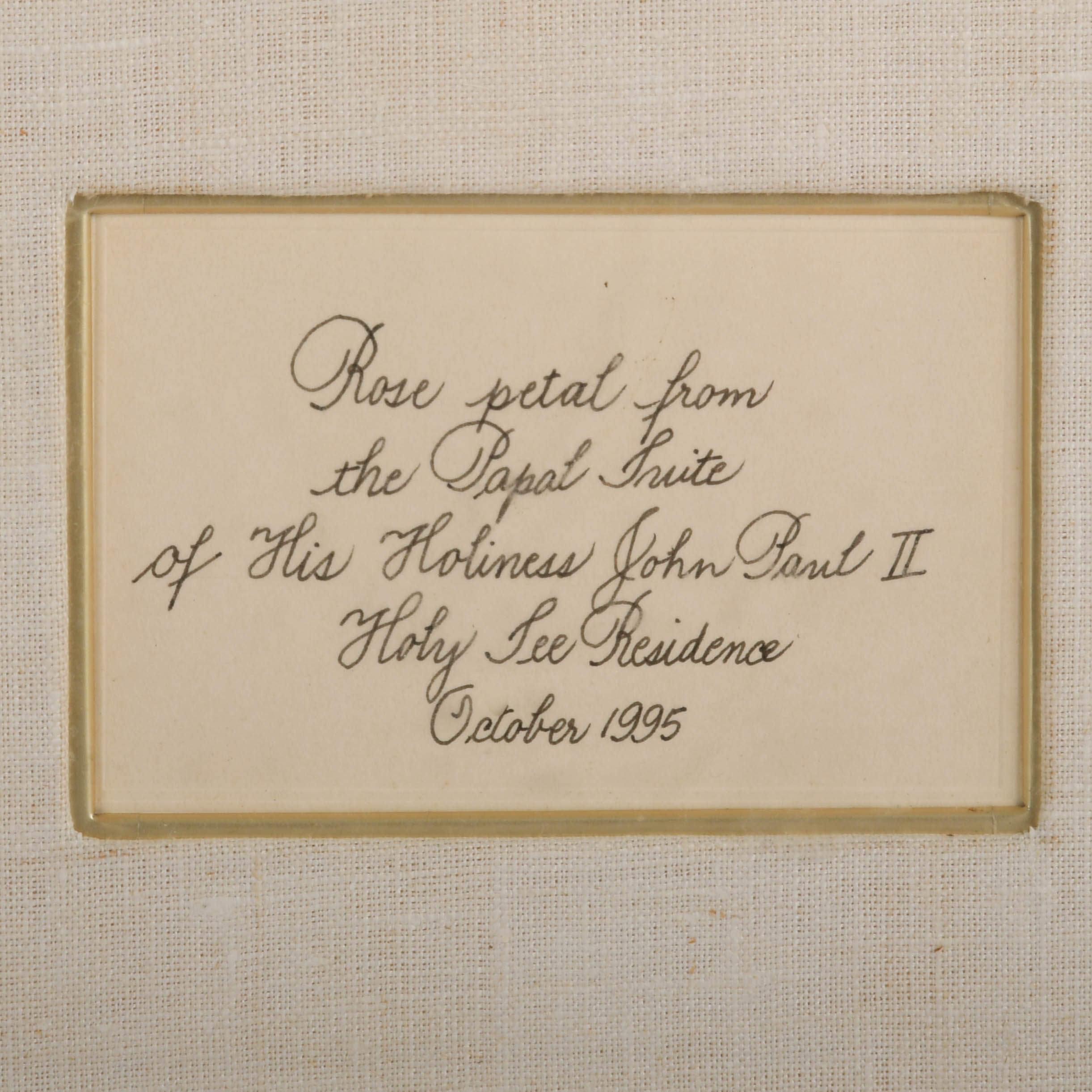 Framed Pope John Paul II Memento with Rose Petal-4