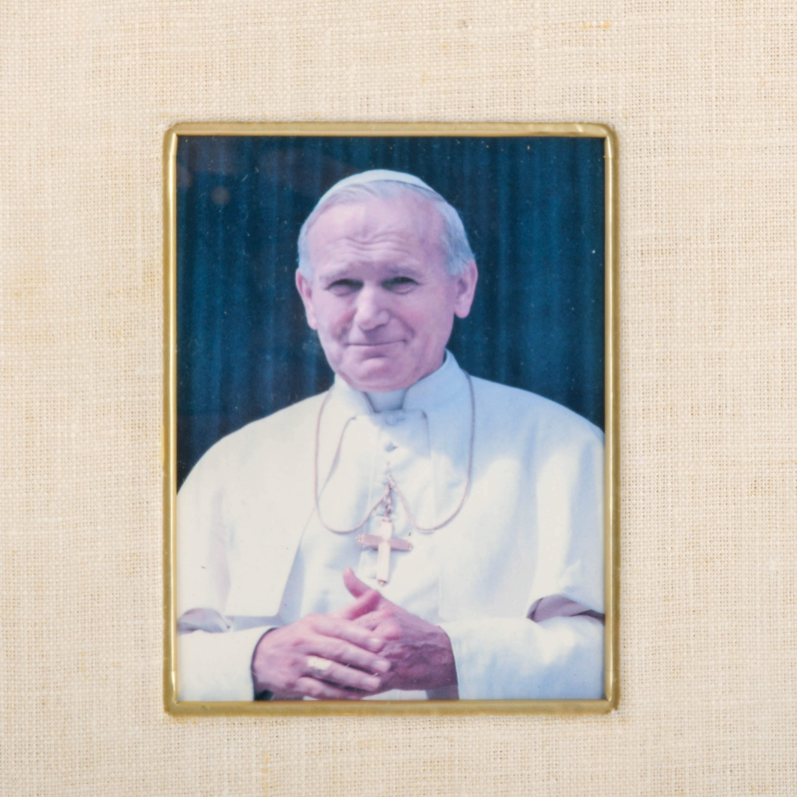Framed Pope John Paul II Memento with Rose Petal-2