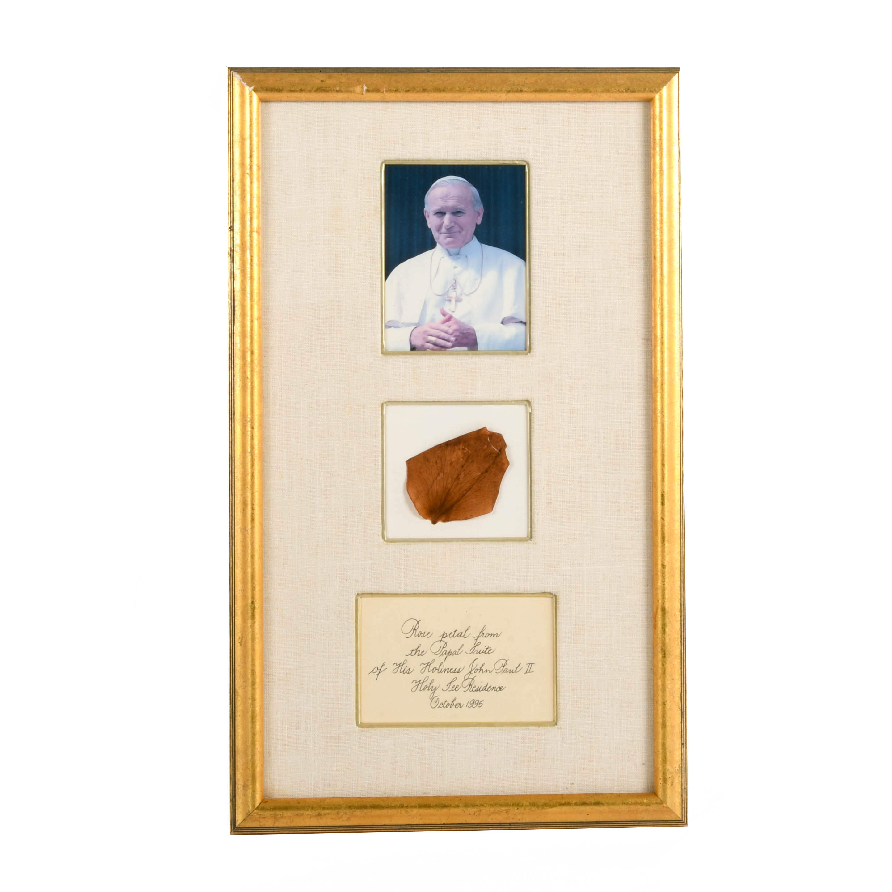 Framed Pope John Paul II Memento with Rose Petal-1