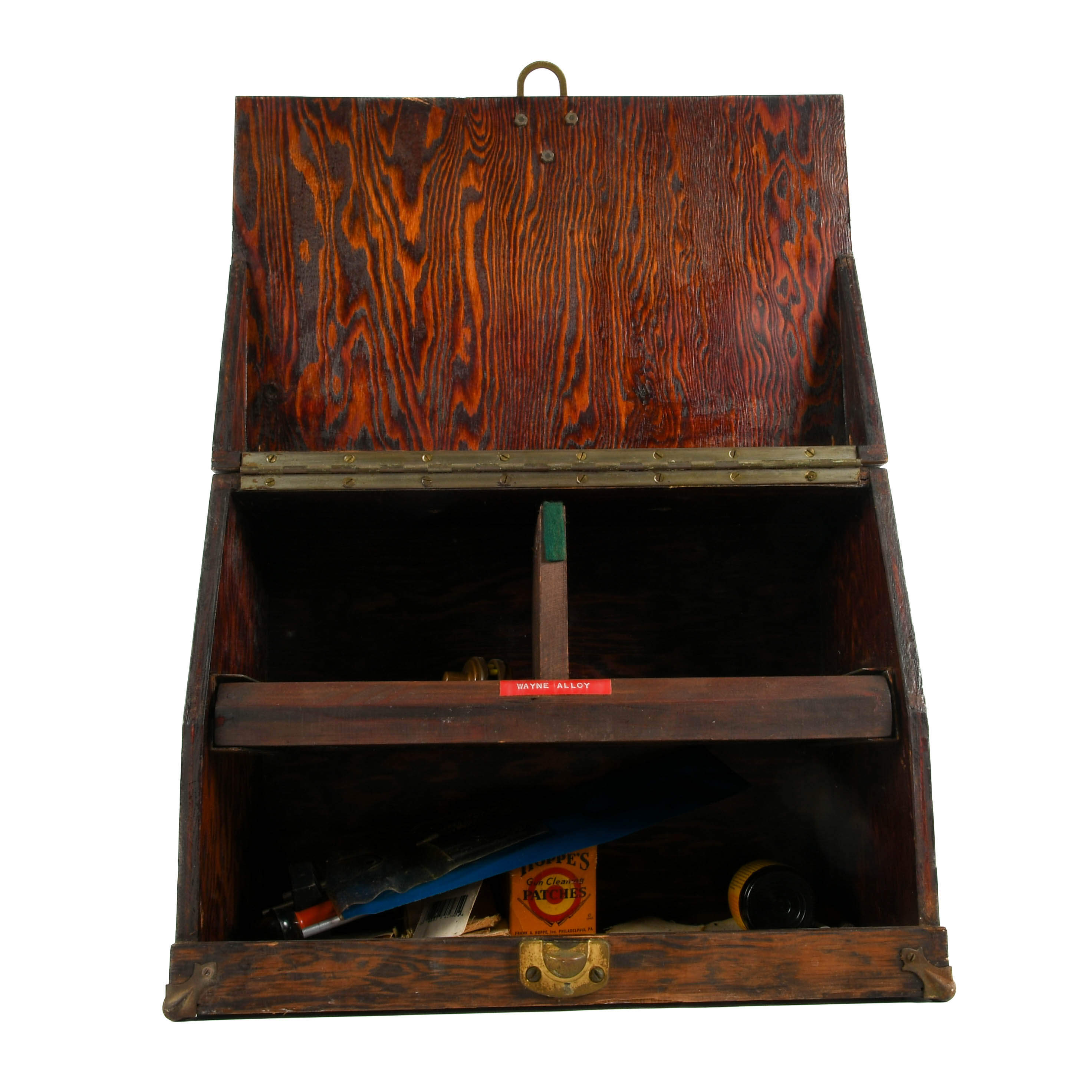Antique Primitive Wooden Gun Case with Cleaning Contents-1