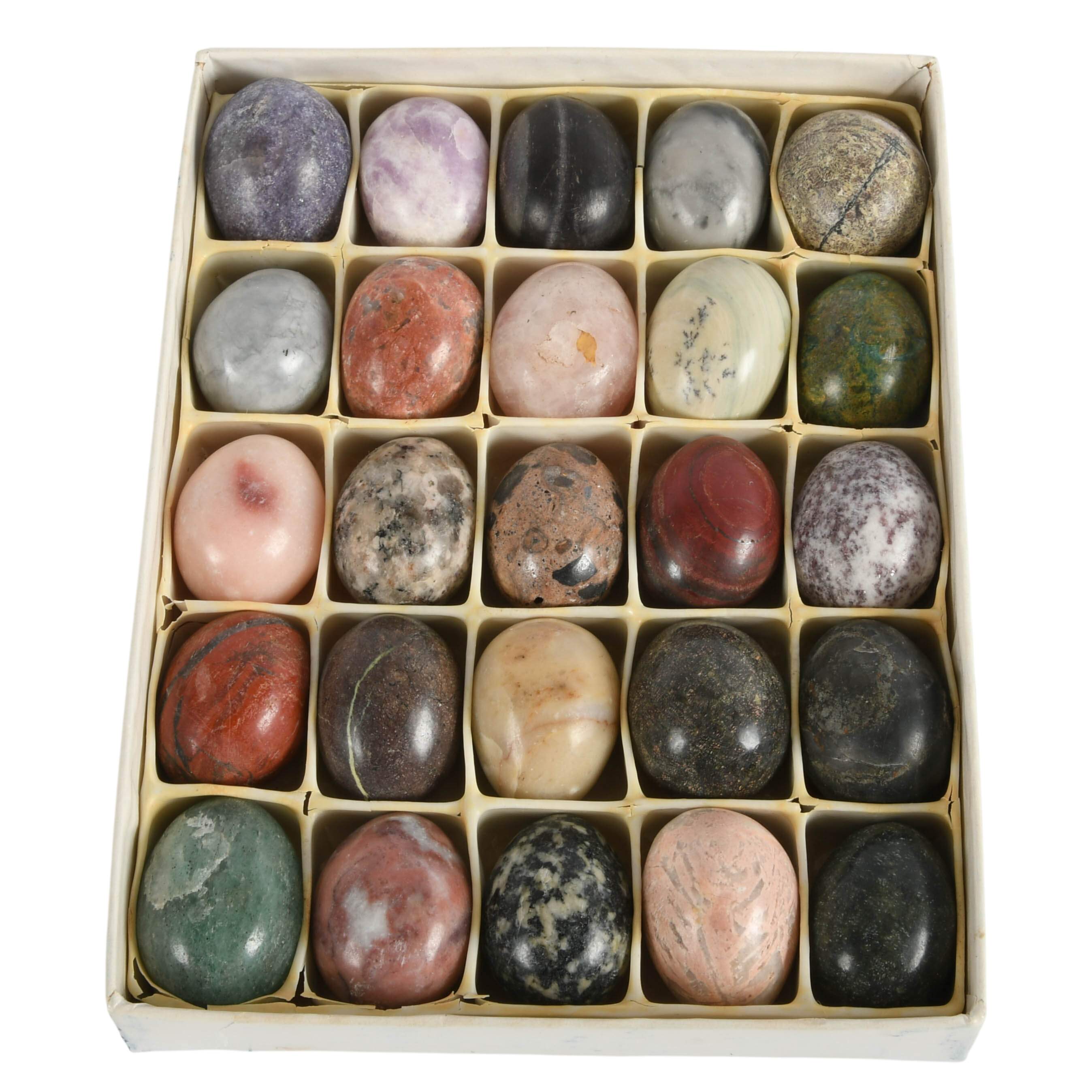 Mid-Century Modern Zimbabwe Mineral Specimen Egg Set-6