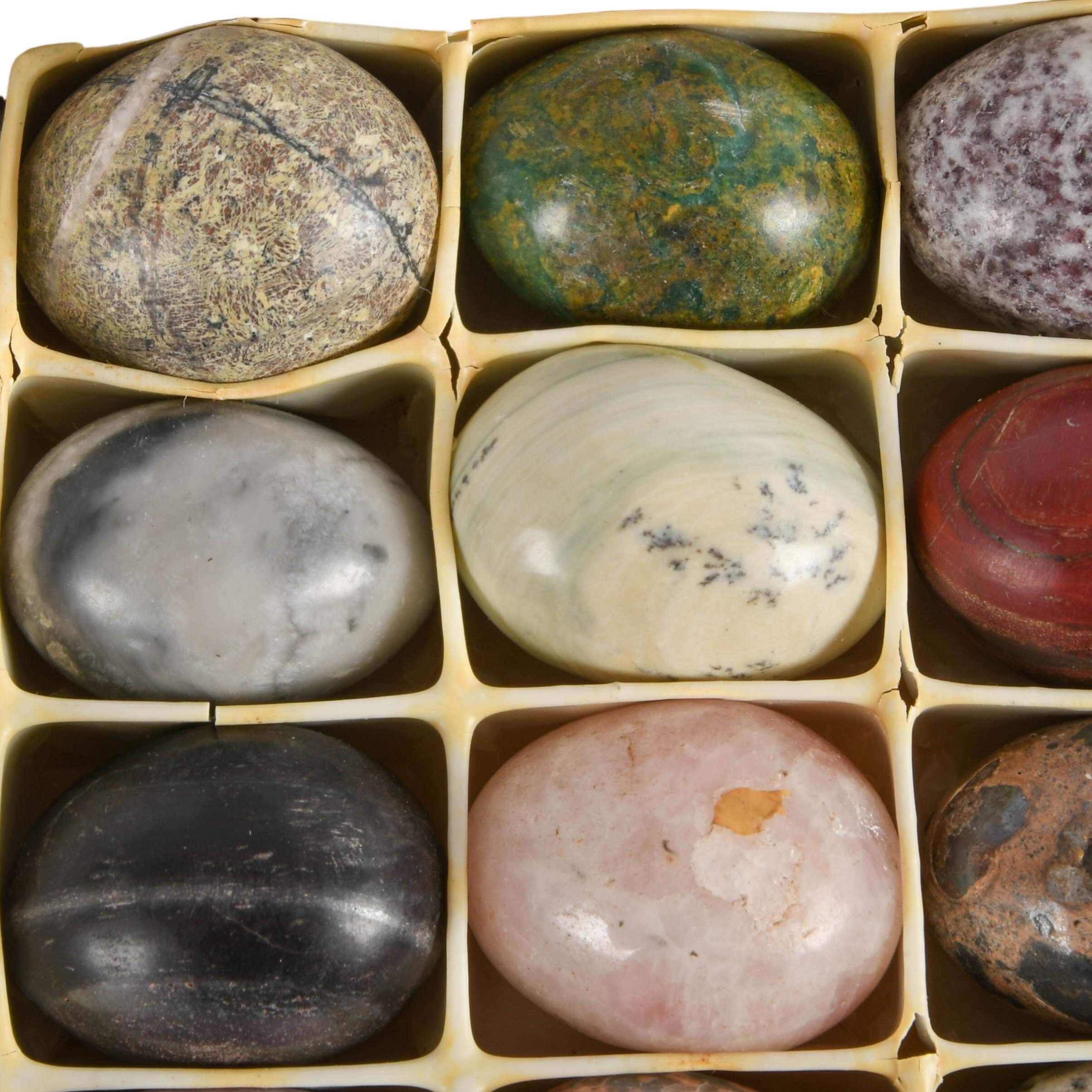 Mid-Century Modern Zimbabwe Mineral Specimen Egg Set-3