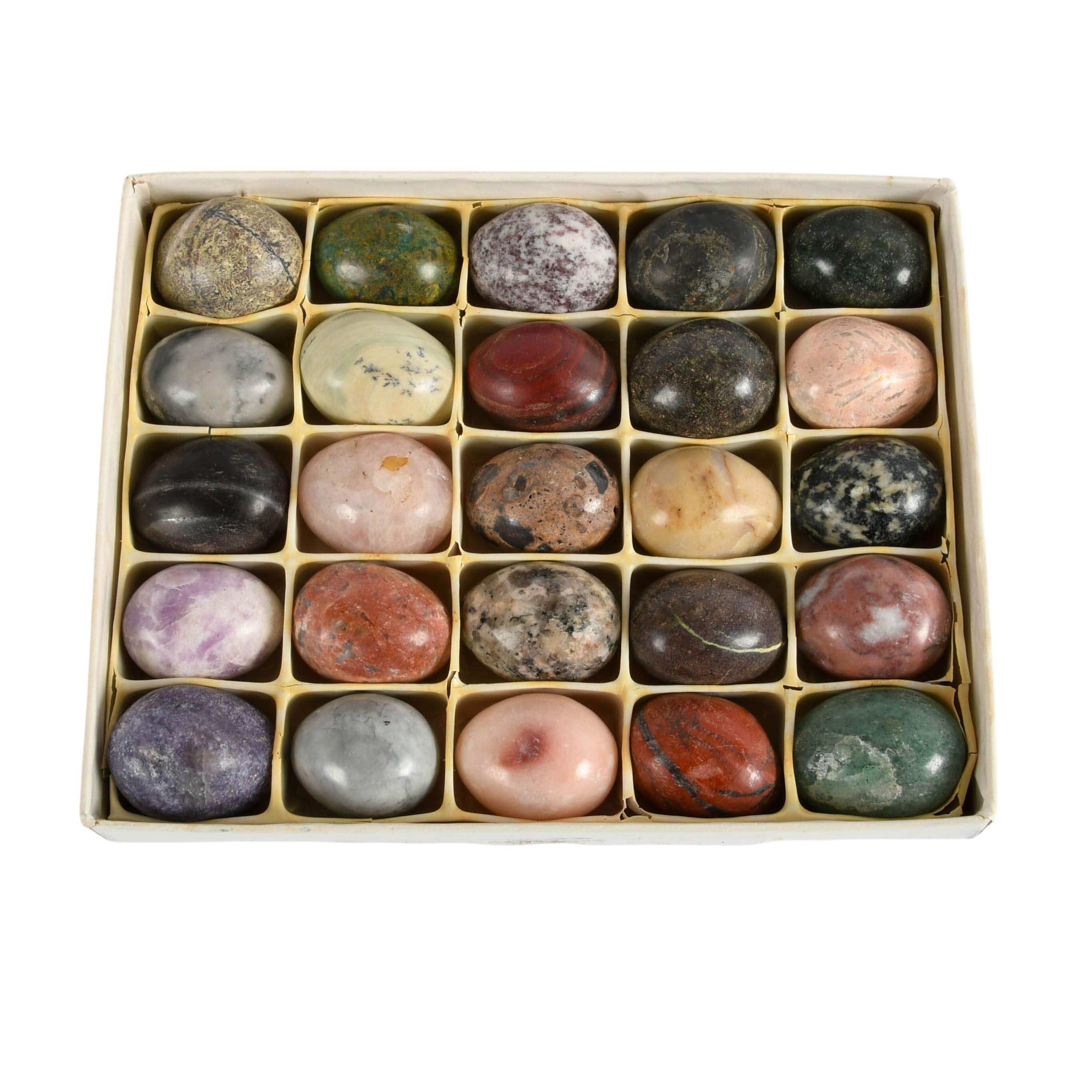 Mid-Century Modern Zimbabwe Mineral Specimen Egg Set-1