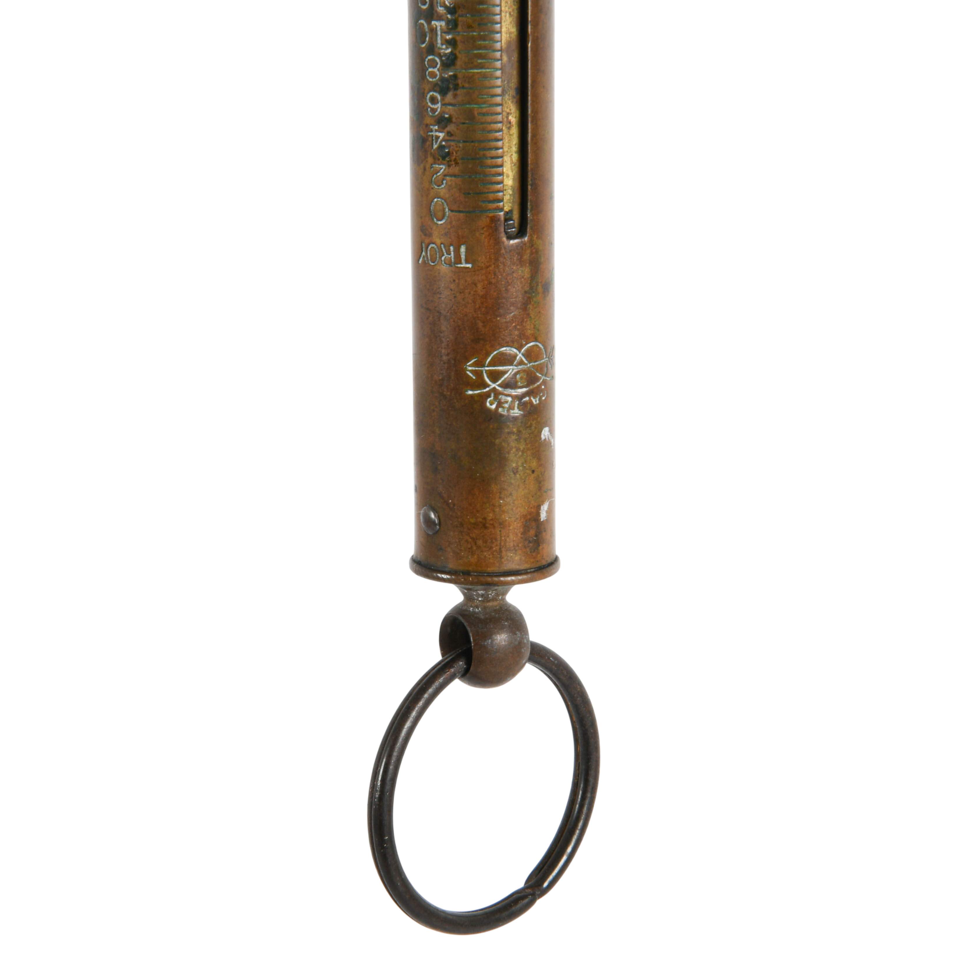 Antique Salter Solid Brass 100 Troy Ounce Spring Balance Scale-5