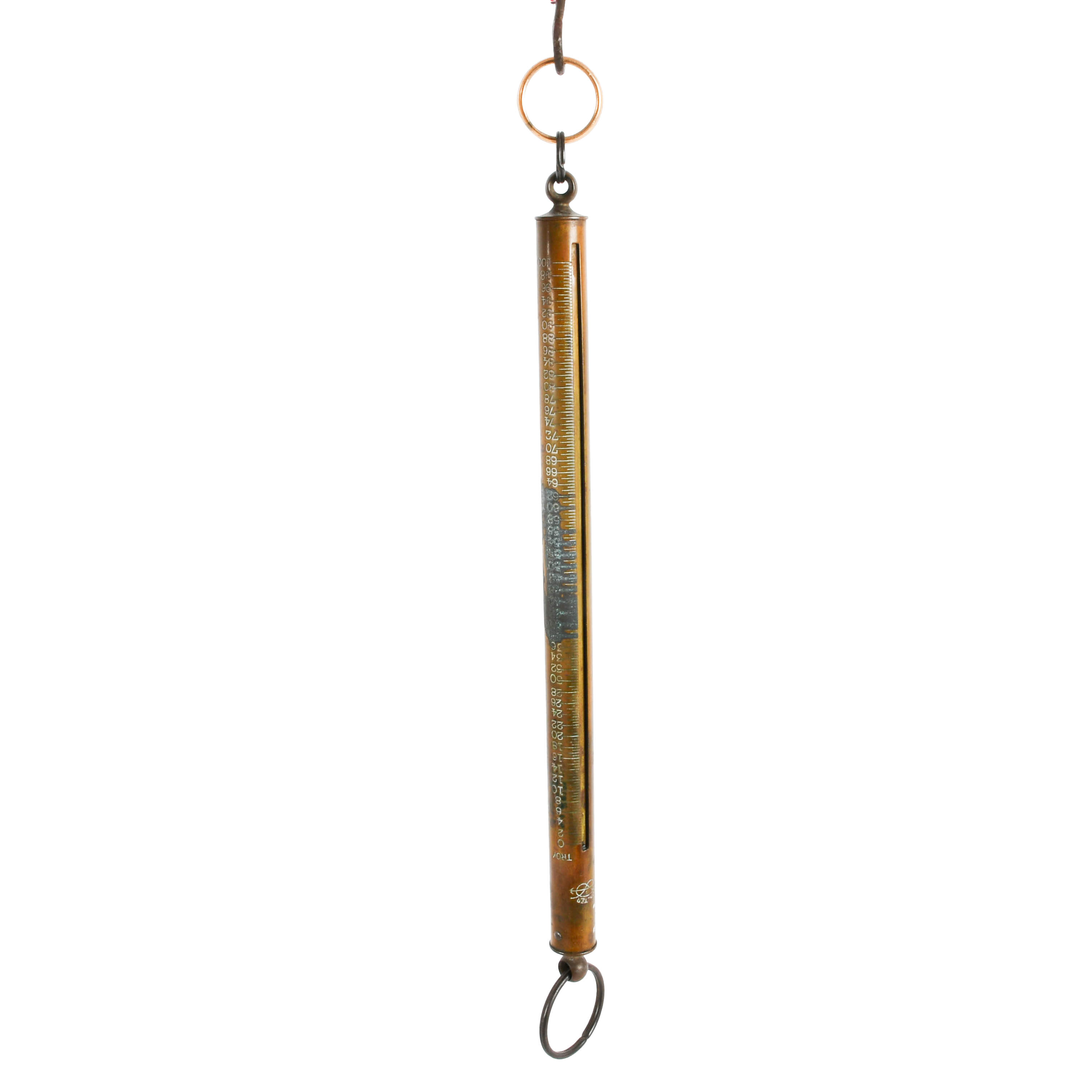 Antique Salter Solid Brass 100 Troy Ounce Spring Balance Scale-1