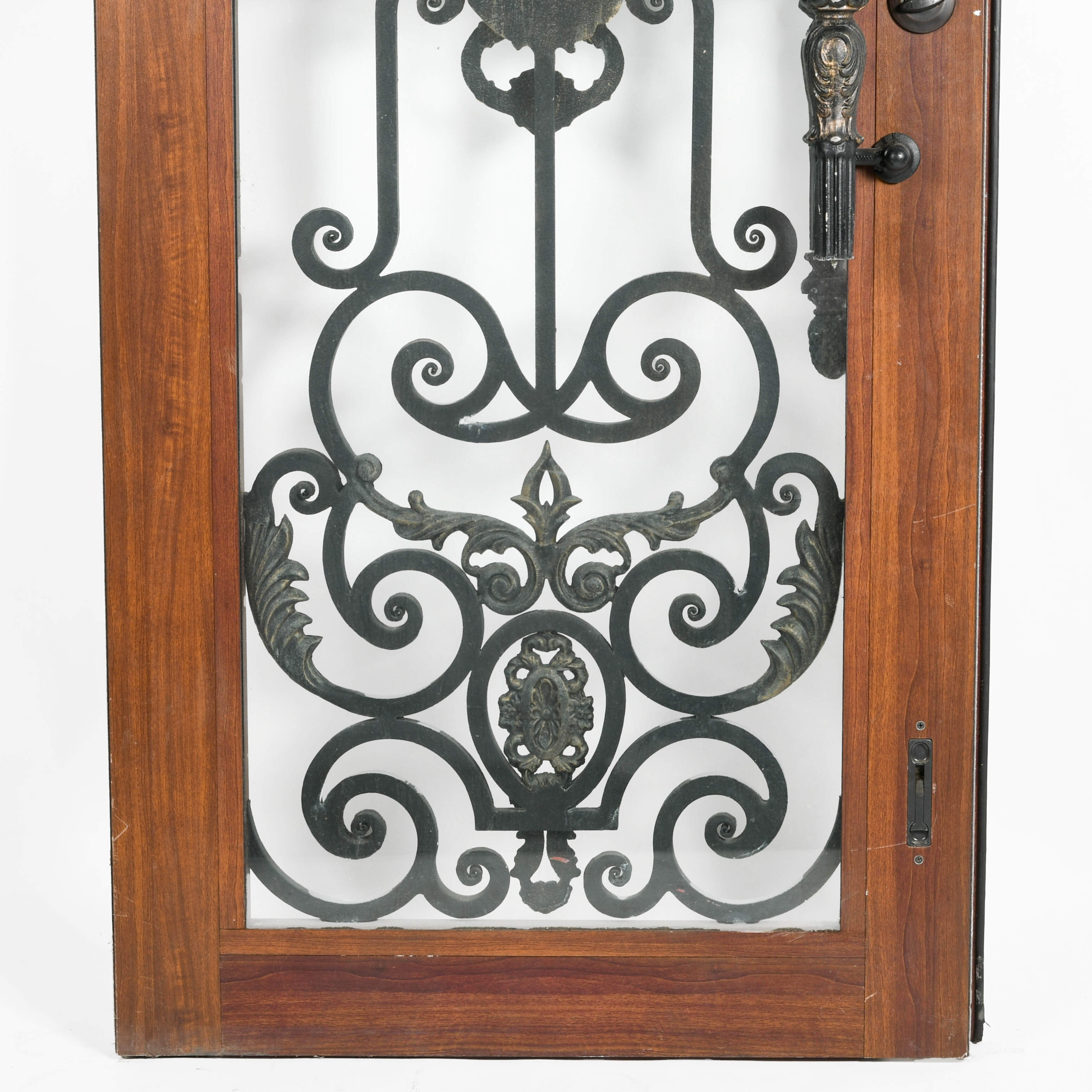 Wrought Iron Arched Floral and Lion Motif Exterior Entryway Door-2