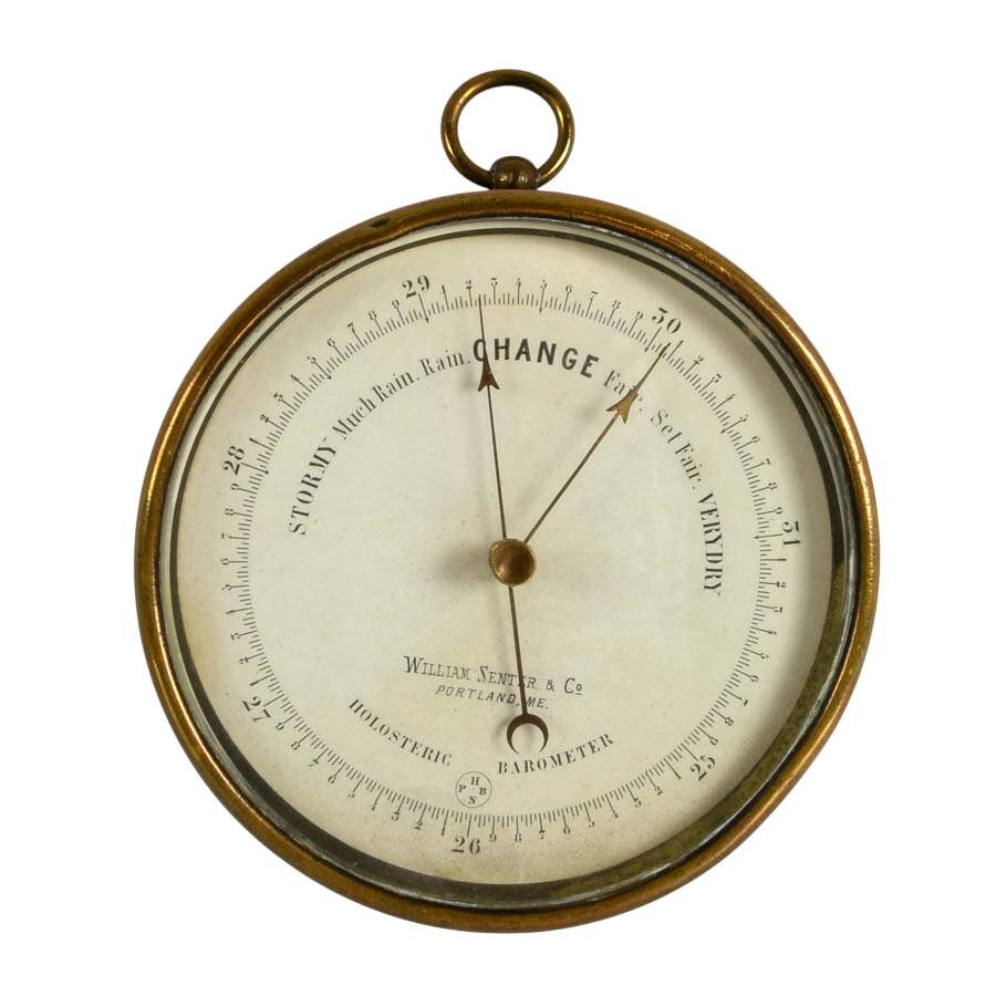 19th-Century William Senter & Co. Brass Barometer-1