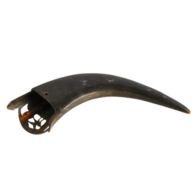 Indonesian Carved Buffalo Horn Wall Pocket-8