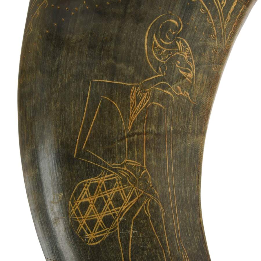 Indonesian Carved Buffalo Horn Wall Pocket-3