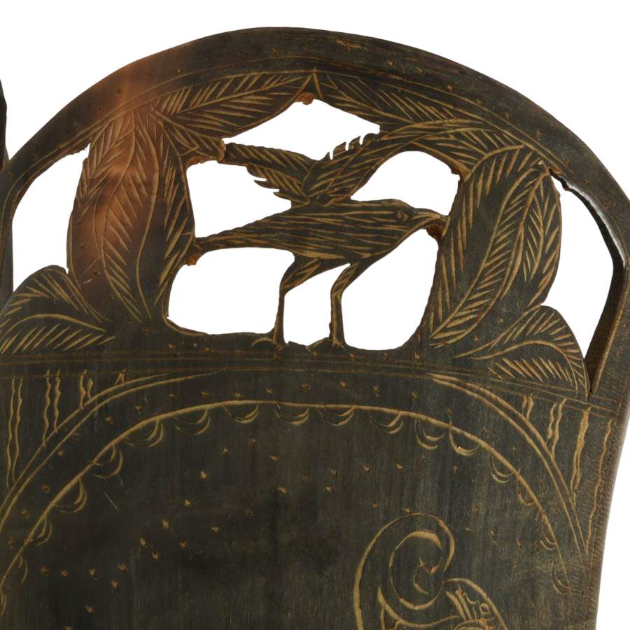 Indonesian Carved Buffalo Horn Wall Pocket-2