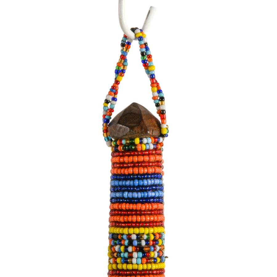 African Maasai Wood and Bead Rungu-2