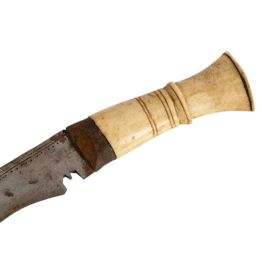 Antique Nepalese Kukri with Leather Scabbard-2