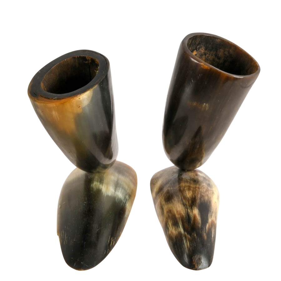 Pair of Carved Horn Vases on Bases-7