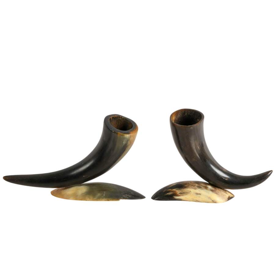 Pair of Carved Horn Vases on Bases-1