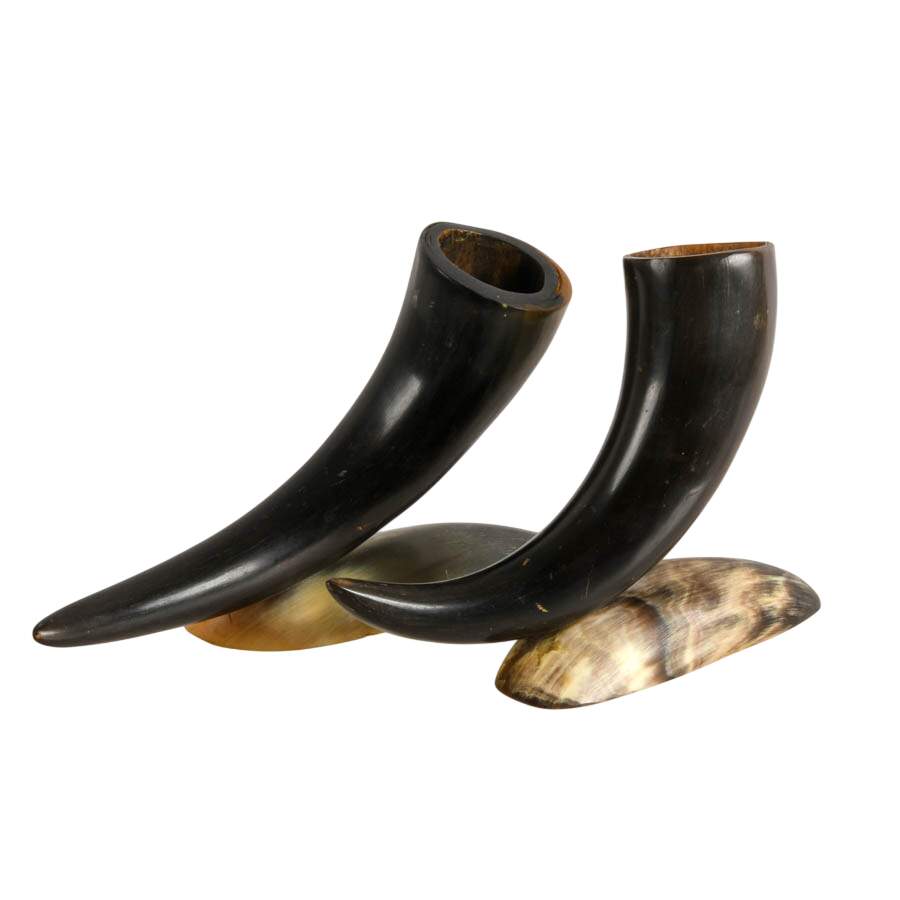 Pair of Carved Horn Vases on Bases-5