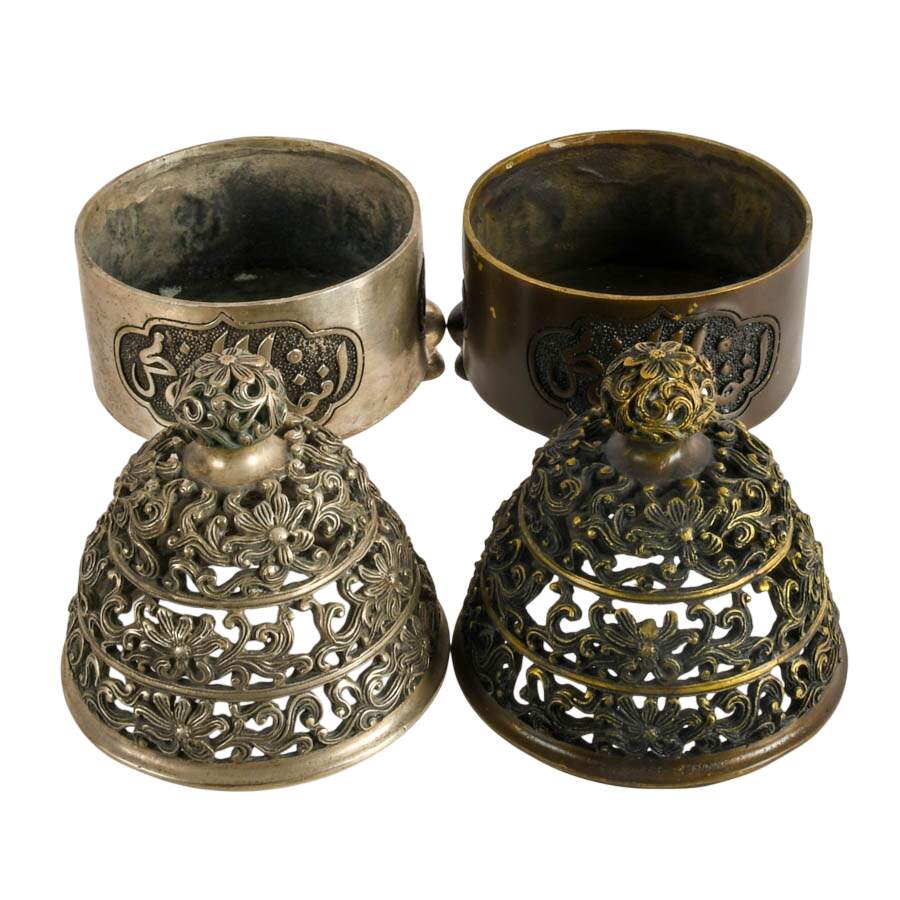 Pair of Arabic-Inscribed Chinese Metal Incense Burners-3