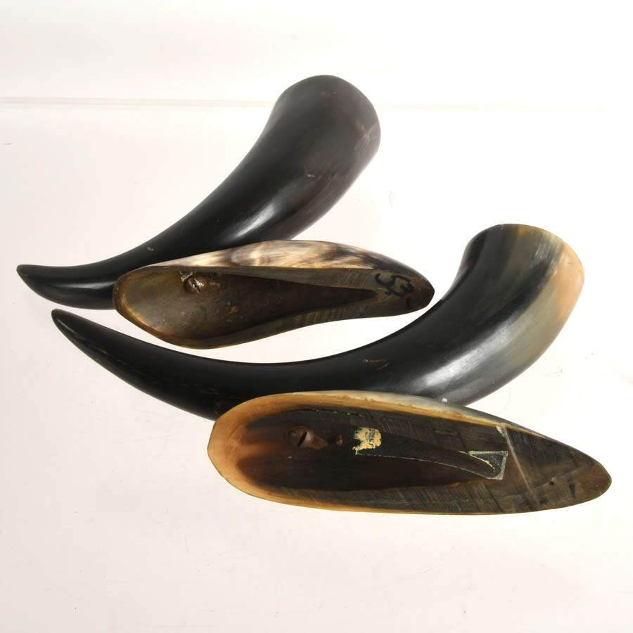 Pair of Carved Horn Vases on Bases-2