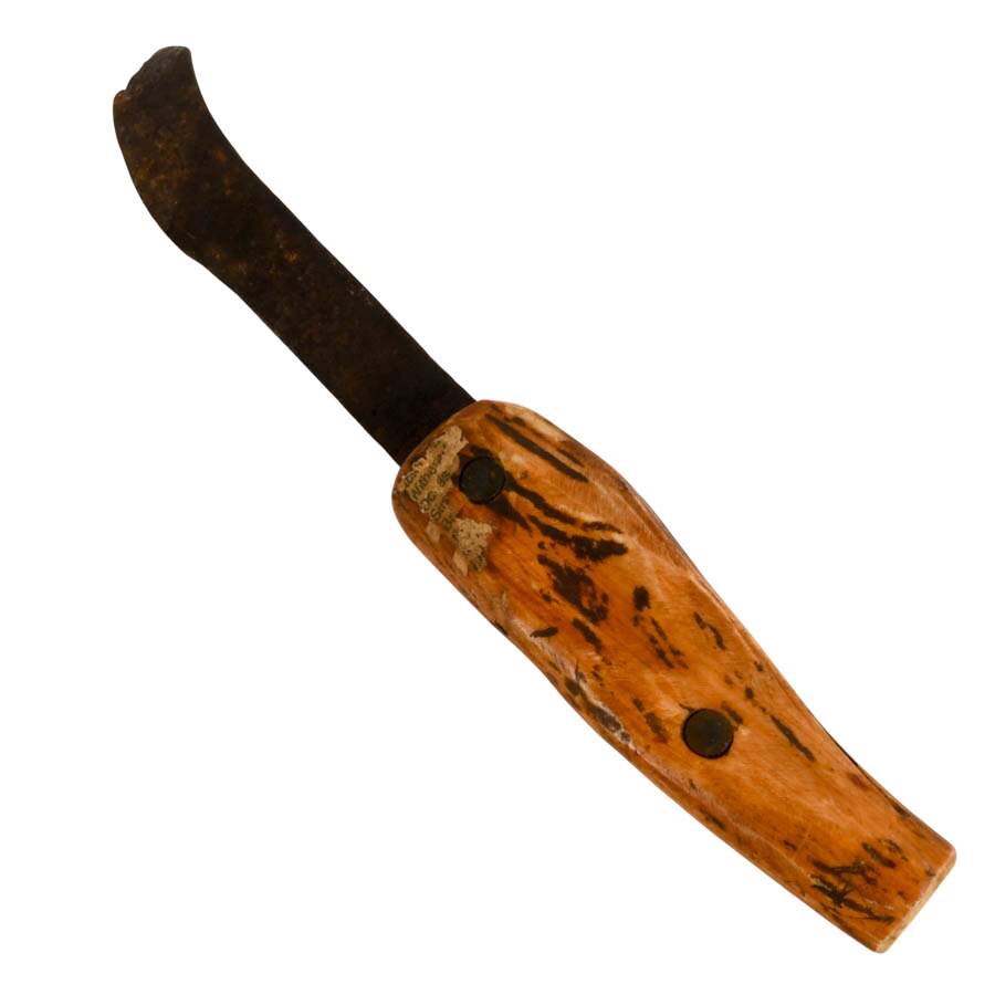 Two Antique Hand Tooled Items: Copper Spoon and Burdizzo Farrier Hoof Knife-5