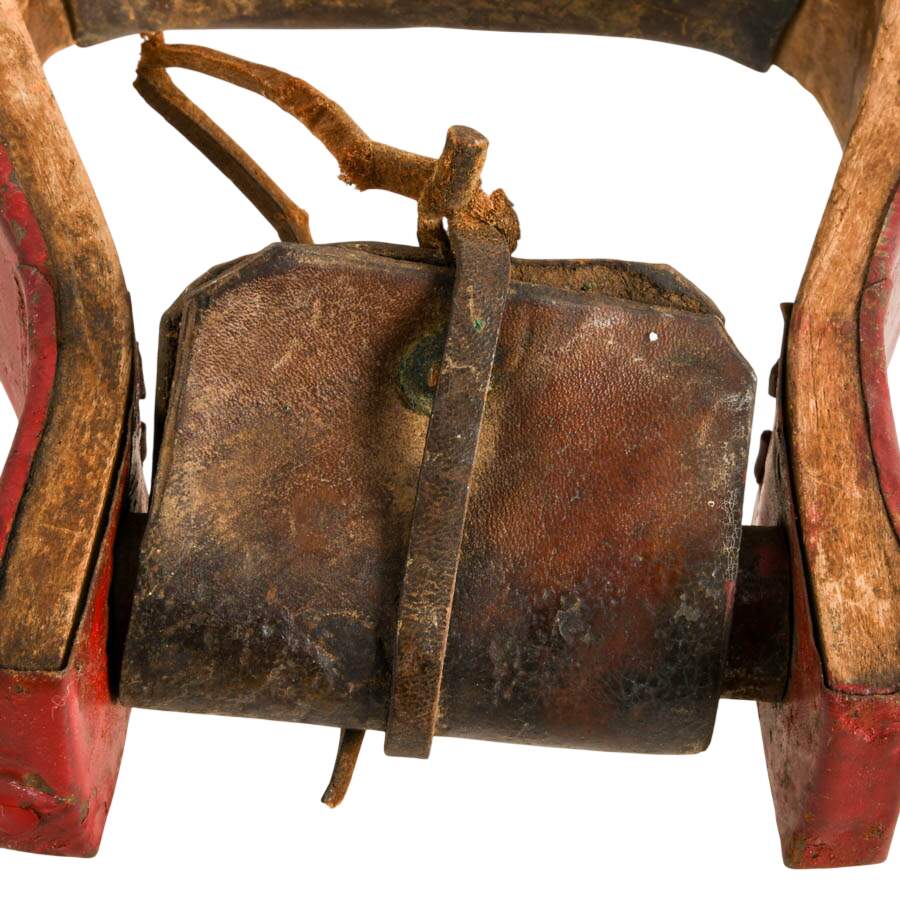 Antique Wooden and Leather Stirrups-5