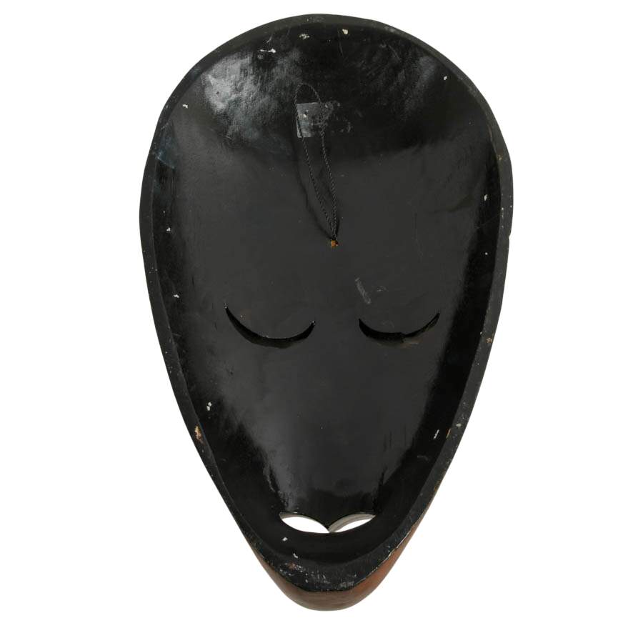 Hand-Carved Wooden Tribal Mask with Mother of Pearl Inlay-7