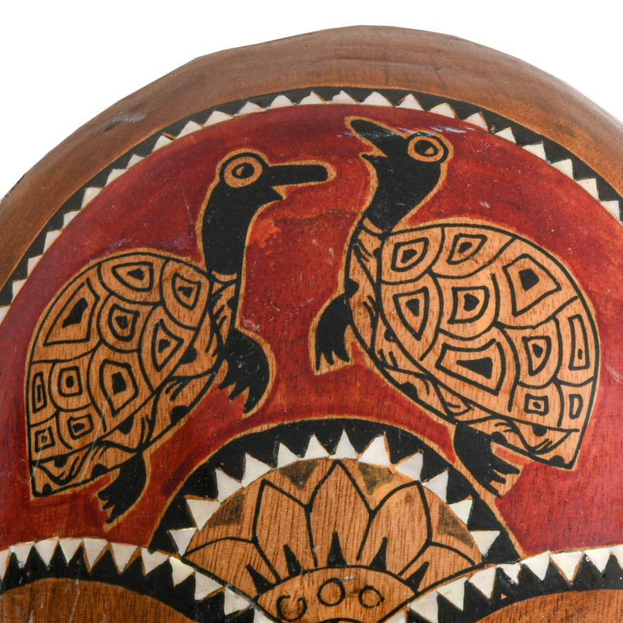 Hand-Carved Wooden Tribal Mask with Mother of Pearl Inlay-6