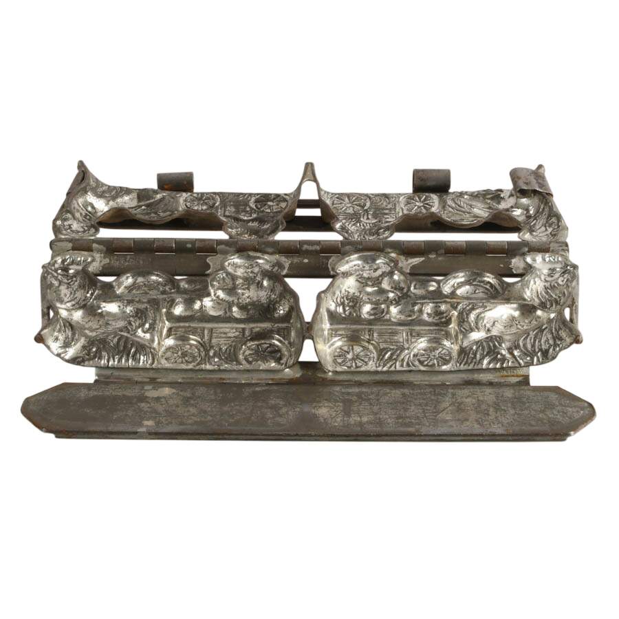 1930s Antique German Farmer with Wagon Chocolate Mold-5