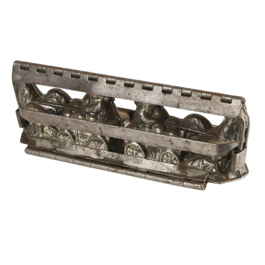 1930s Antique German Farmer with Wagon Chocolate Mold-2