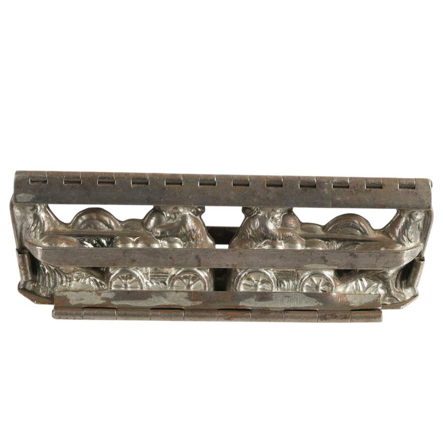 1930s Antique German Farmer with Wagon Chocolate Mold-1