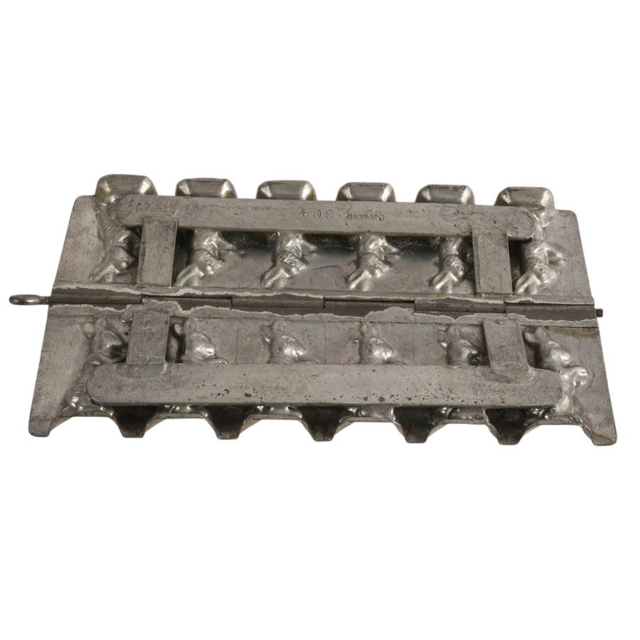 Antique German Spring Bunnies Chocolate Mold-5