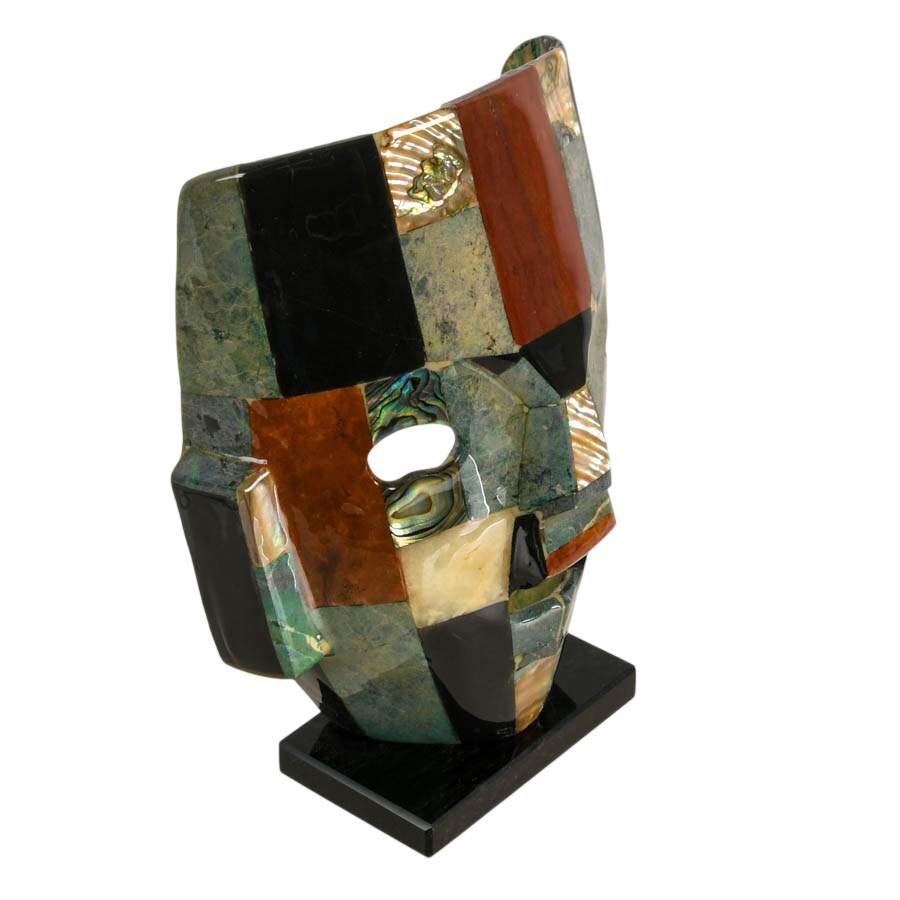 Mexican Modernist Stone and Abalone Mosaic Sculpture-5