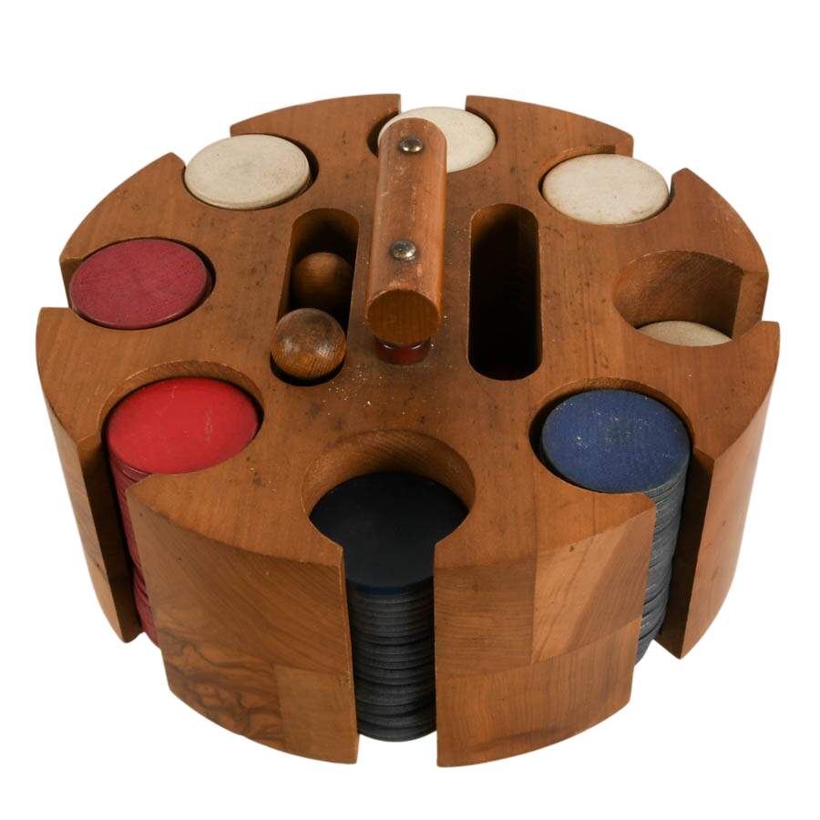 Mid-Century Poker Chip Caddy Set-3