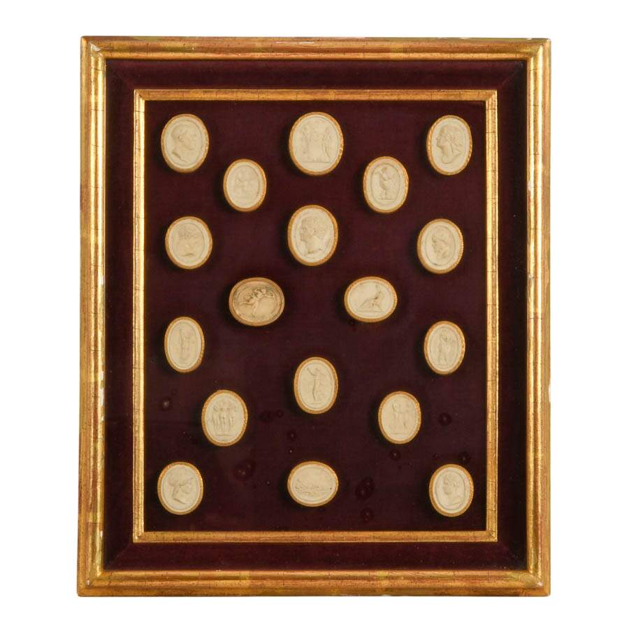 Antique Framed Trio of Italian Grand Tour Intaglios-4