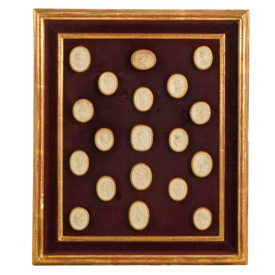 Antique Framed Trio of Italian Grand Tour Intaglios-2