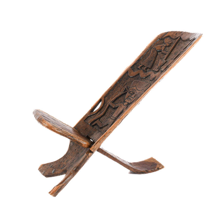 African Carved Wood Birthing Chair-4