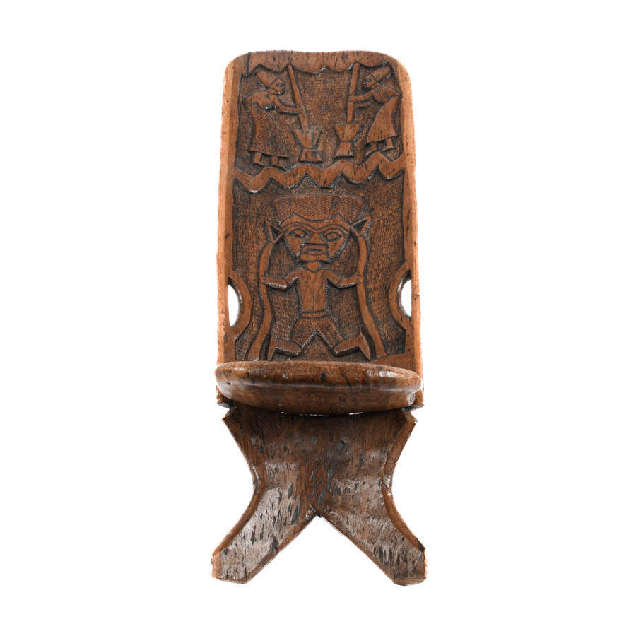 African Carved Wood Birthing Chair-1