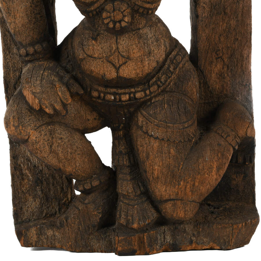 Antique Carved Wood Krishna Wall Plaque-7