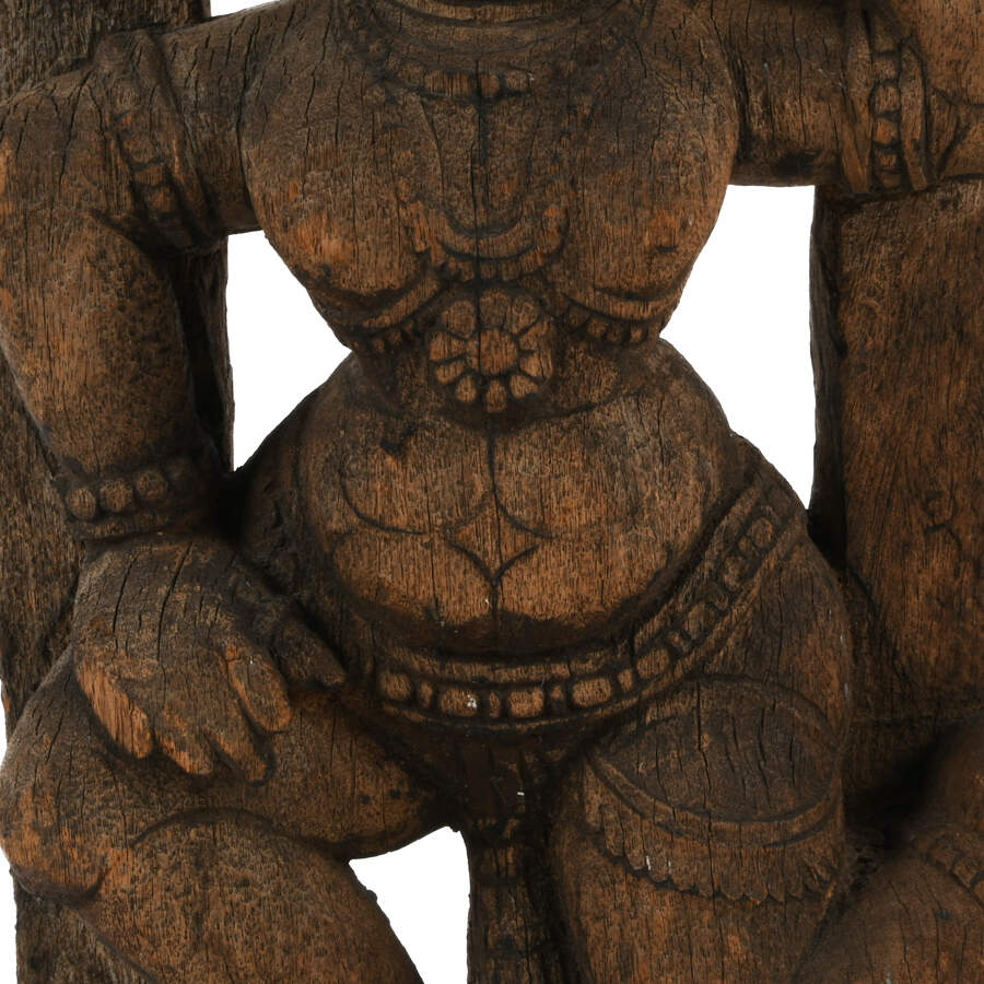 Antique Carved Wood Krishna Wall Plaque-6