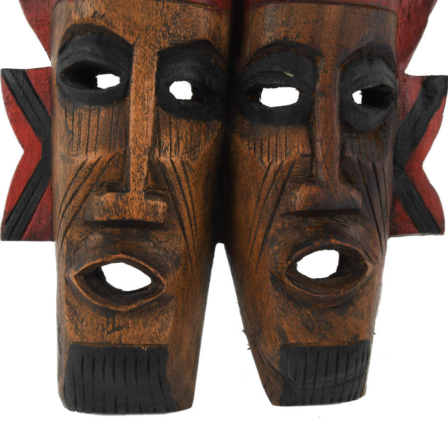 African Hand-Carved Double Zambian Mask-4