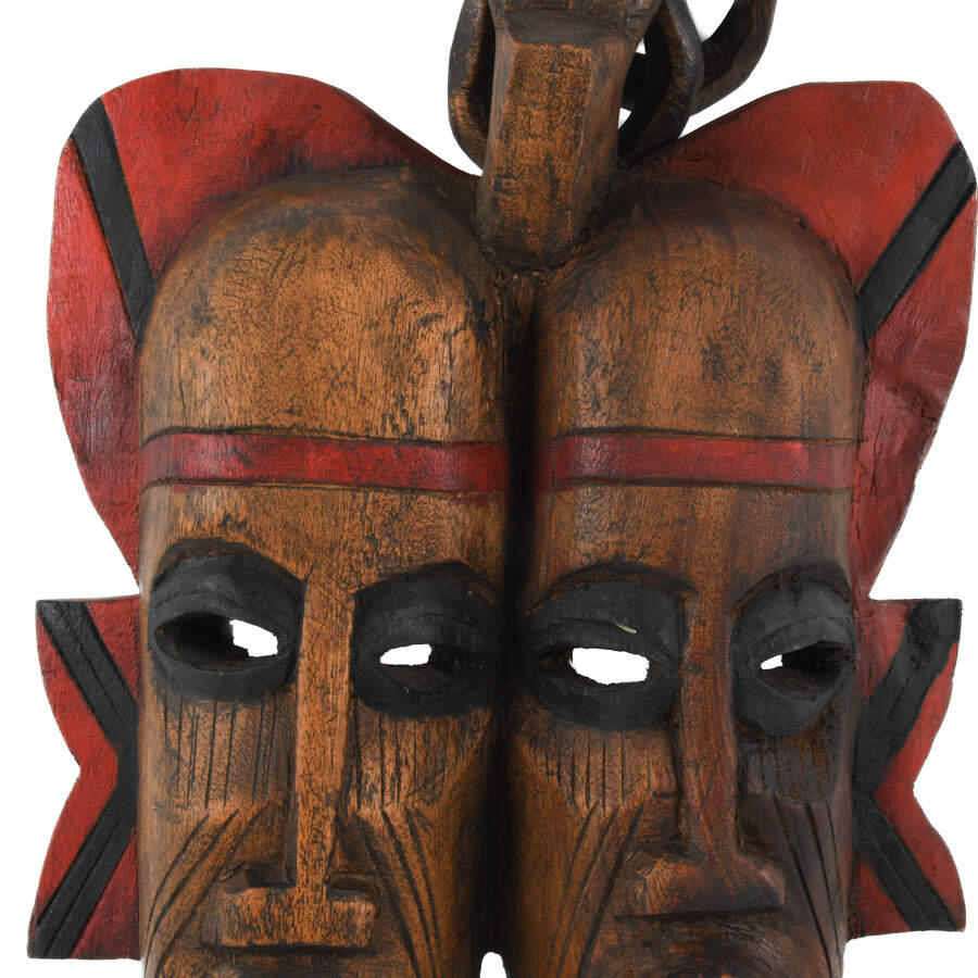 African Hand-Carved Double Zambian Mask-3