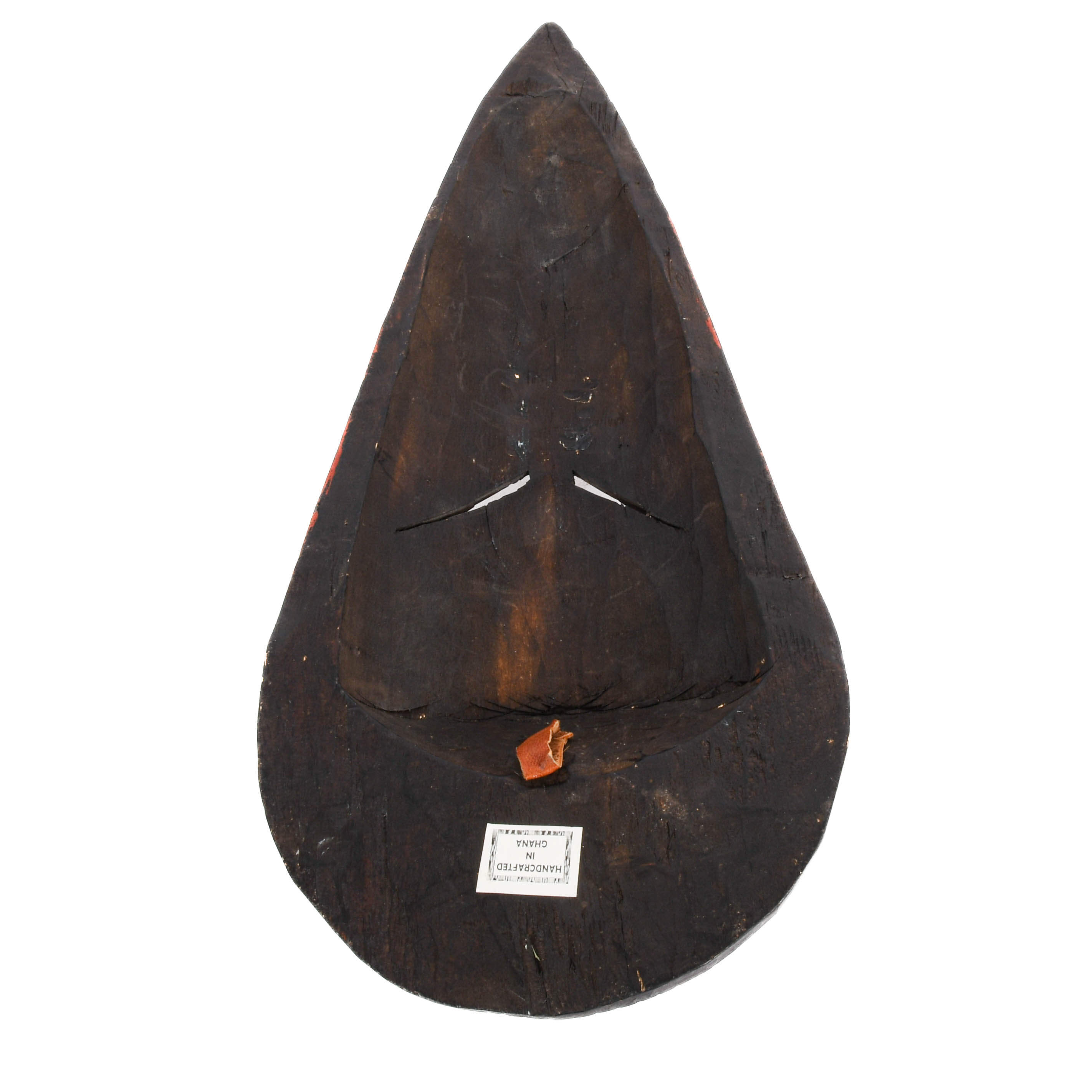 Ghanaian Hand-Carved Elongated Wood Mask with Tin Inset-7