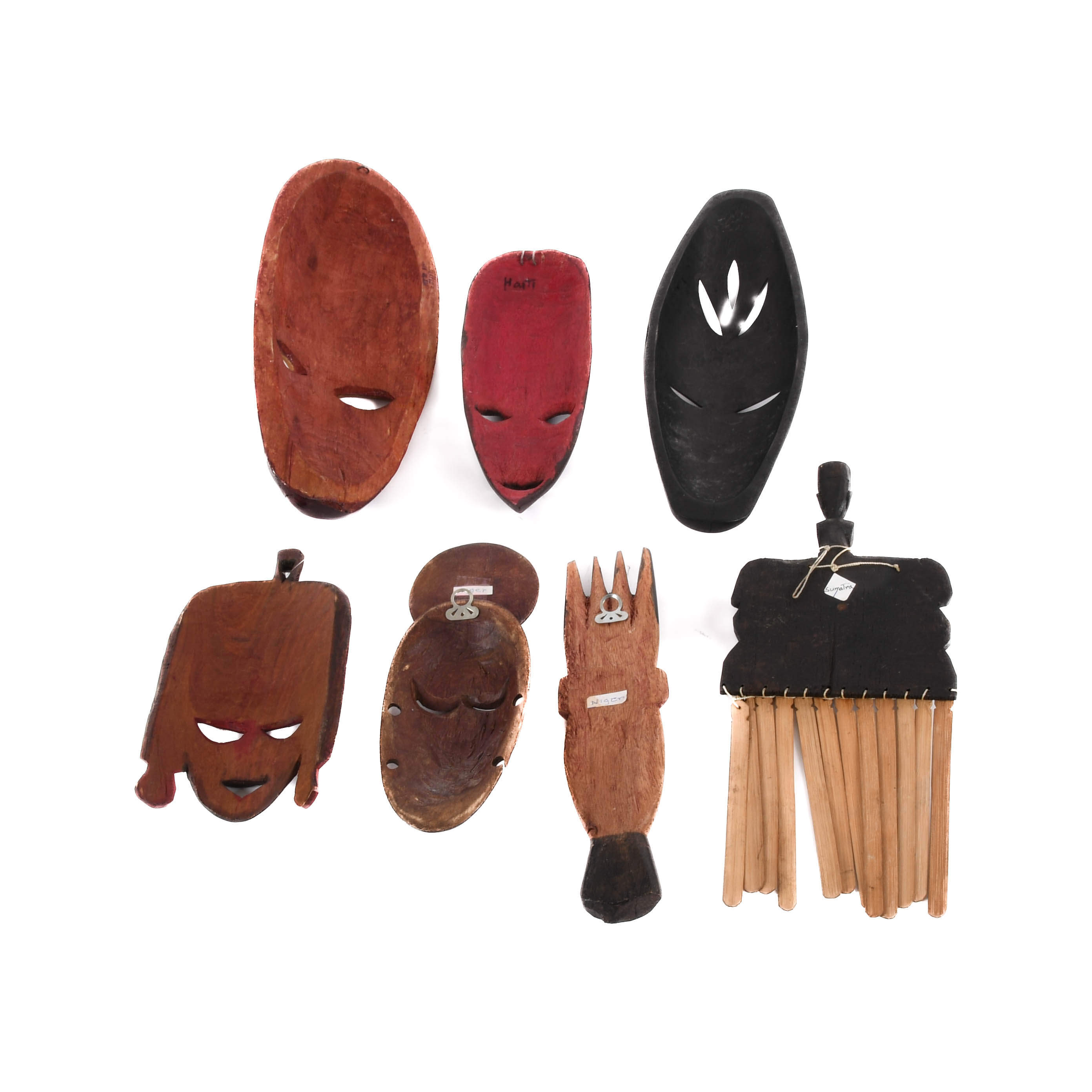 Grouping of Seven Wood Carved African Mask-6