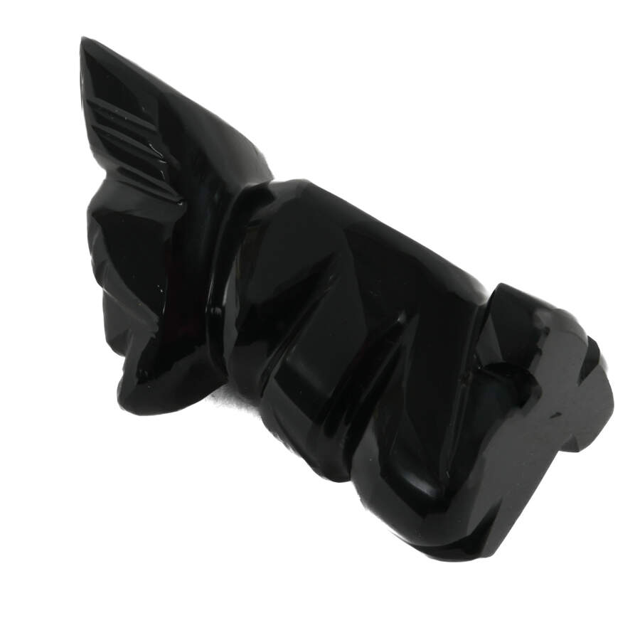 Carved Black Obsidian Warrior Idol Figure-6