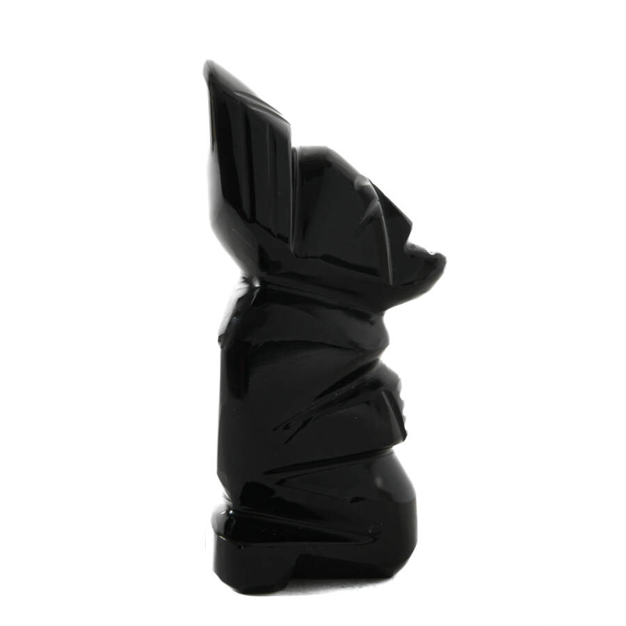 Carved Black Obsidian Warrior Idol Figure-4