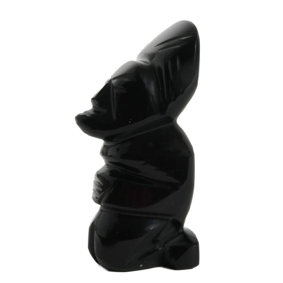 Carved Black Obsidian Warrior Idol Figure-2