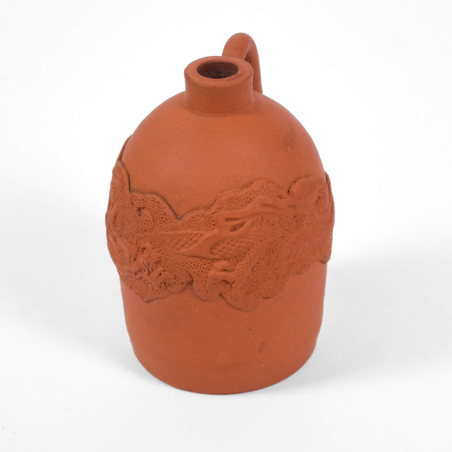 Antique 3 Piece Set Arts and Crafts Tokoname Japan Dragon Red Clay Jugs-7