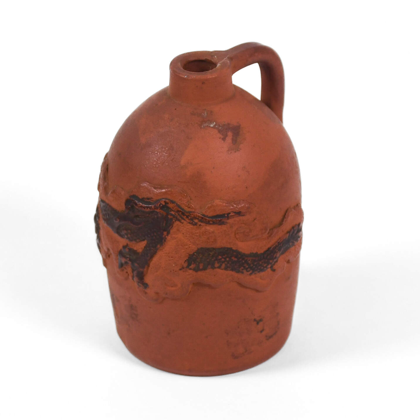 Antique 3 Piece Set Arts and Crafts Tokoname Japan Dragon Red Clay Jugs-6
