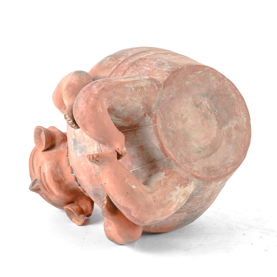 Antique Figural Huehuetéotl Red Earthenware Effigy Vessel-12
