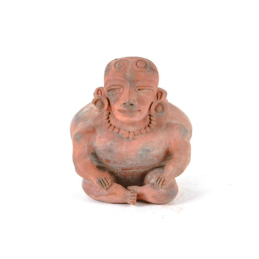 Antique Figural Huehuetéotl Red Earthenware Effigy Vessel-1